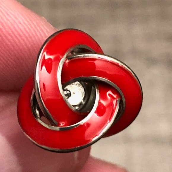 Ravi Ratan (Red Enamel) Knot Stainless Steel Cufflinks - Picture 2 of 4